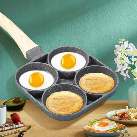 Poêle Antiadhésive 4 Trous – L’Alliée de Vos Petits-Déjeuners Rapides et Gourmands