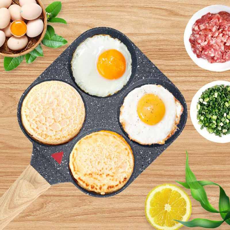 Poêle Antiadhésive 4 Trous – L’Alliée de Vos Petits-Déjeuners Rapides et Gourmands