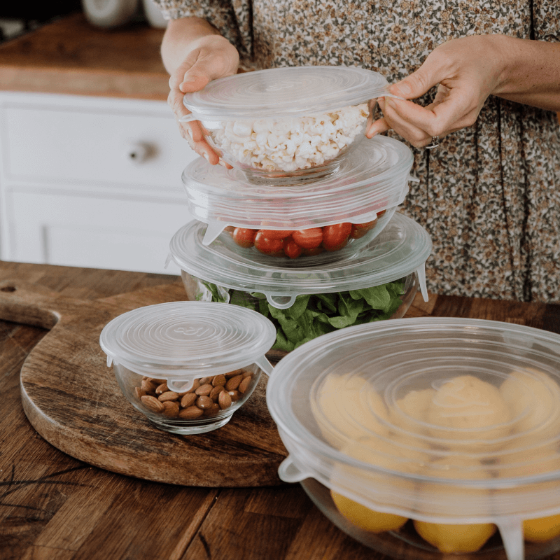 🥗Lot de Couvercles Extensibles en Silicone – Dites stop au plastique, protégez vos aliments et votre santé