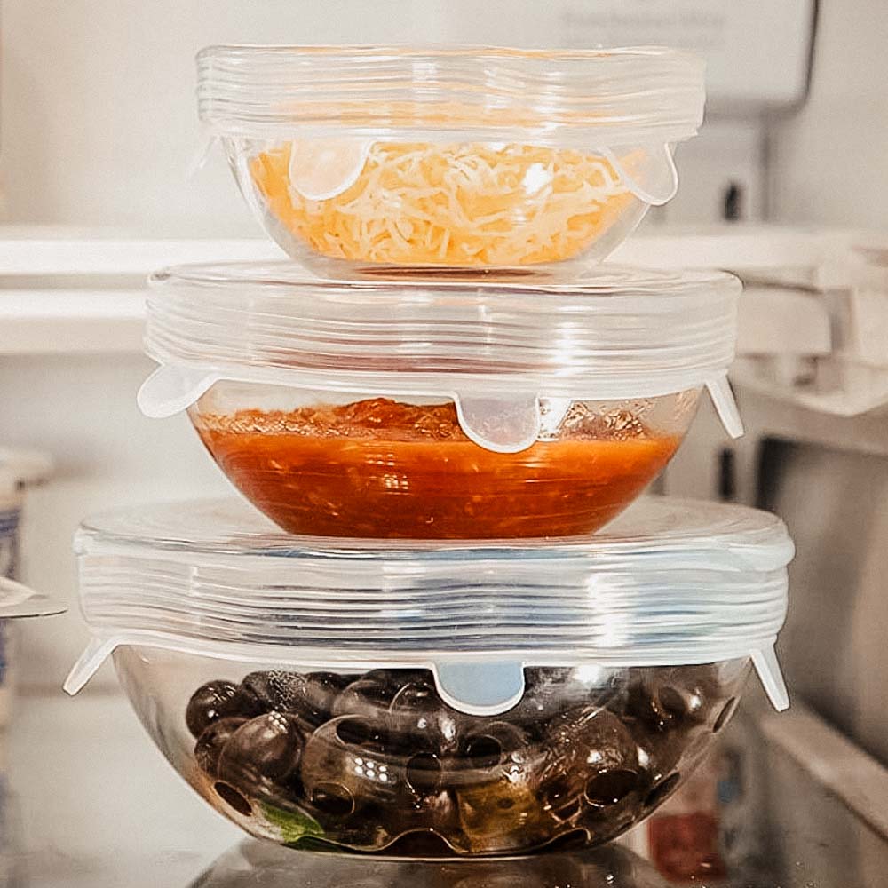 🥗Lot de Couvercles Extensibles en Silicone – Dites stop au plastique, protégez vos aliments et votre santé